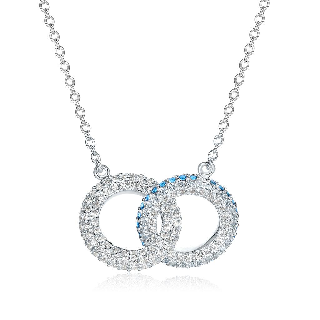ZHOU LIU FU 925 Sterling Silver CZ Interlocking Infinity Circle Necklace for Women Wife Mom Hypoallergenic Jewelry Valentine's Day Anniversary Mother's Day Gfit