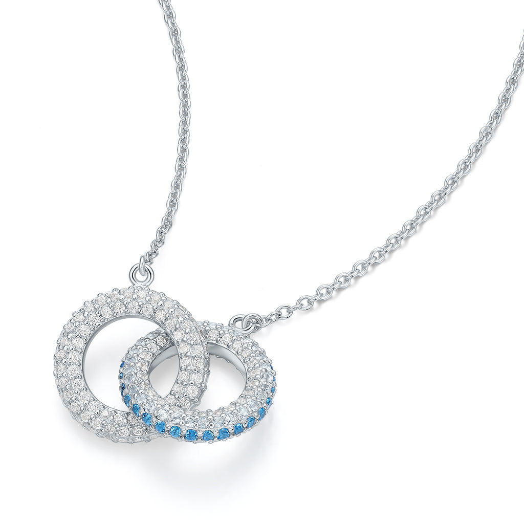 ZHOU LIU FU 925 Sterling Silver CZ Interlocking Infinity Circle Necklace for Women Wife Mom Hypoallergenic Jewelry Valentine's Day Anniversary Mother's Day Gfit