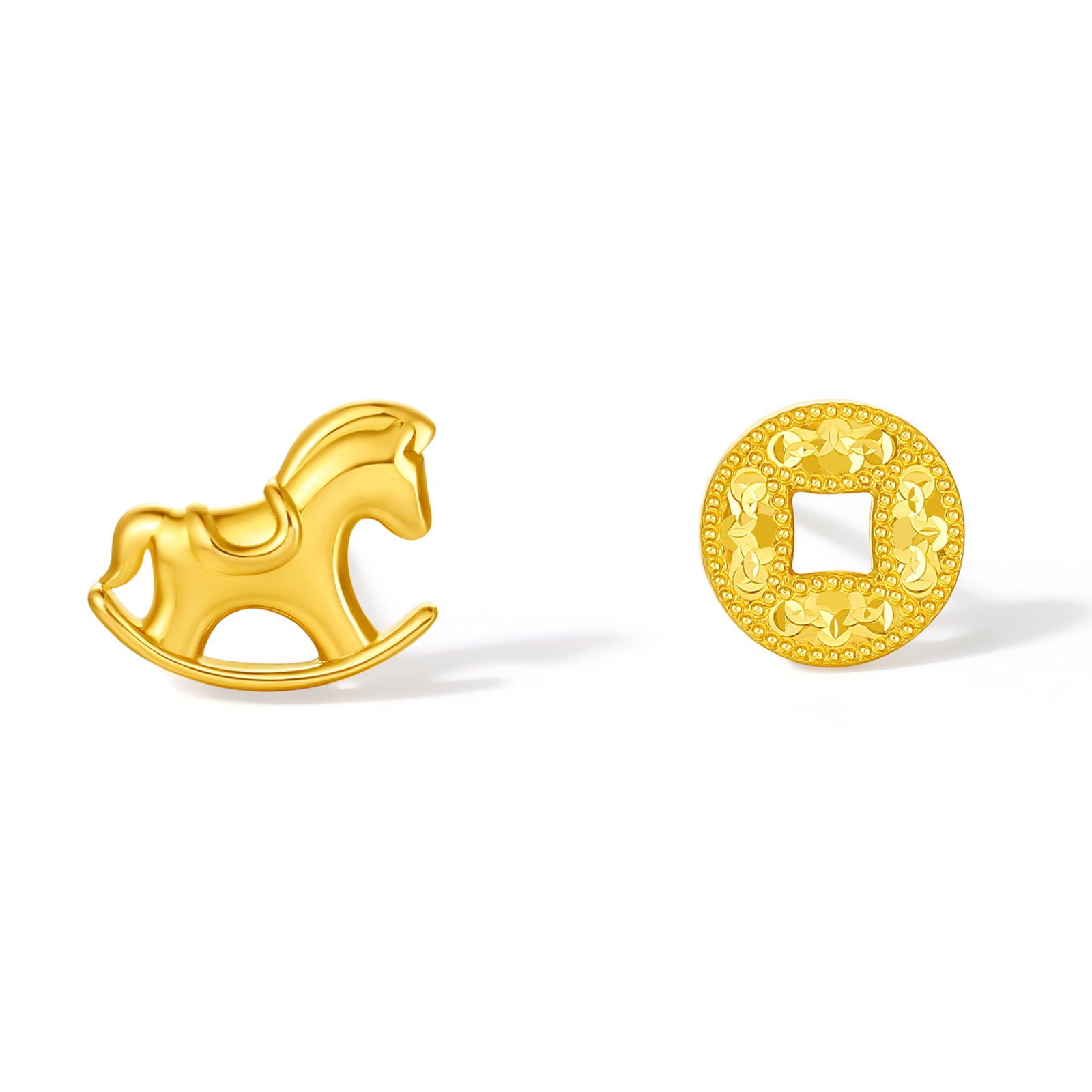 'Year of the Horse' 24K Gold Stud Earrings Horse Coin 1-1.5g A0923022