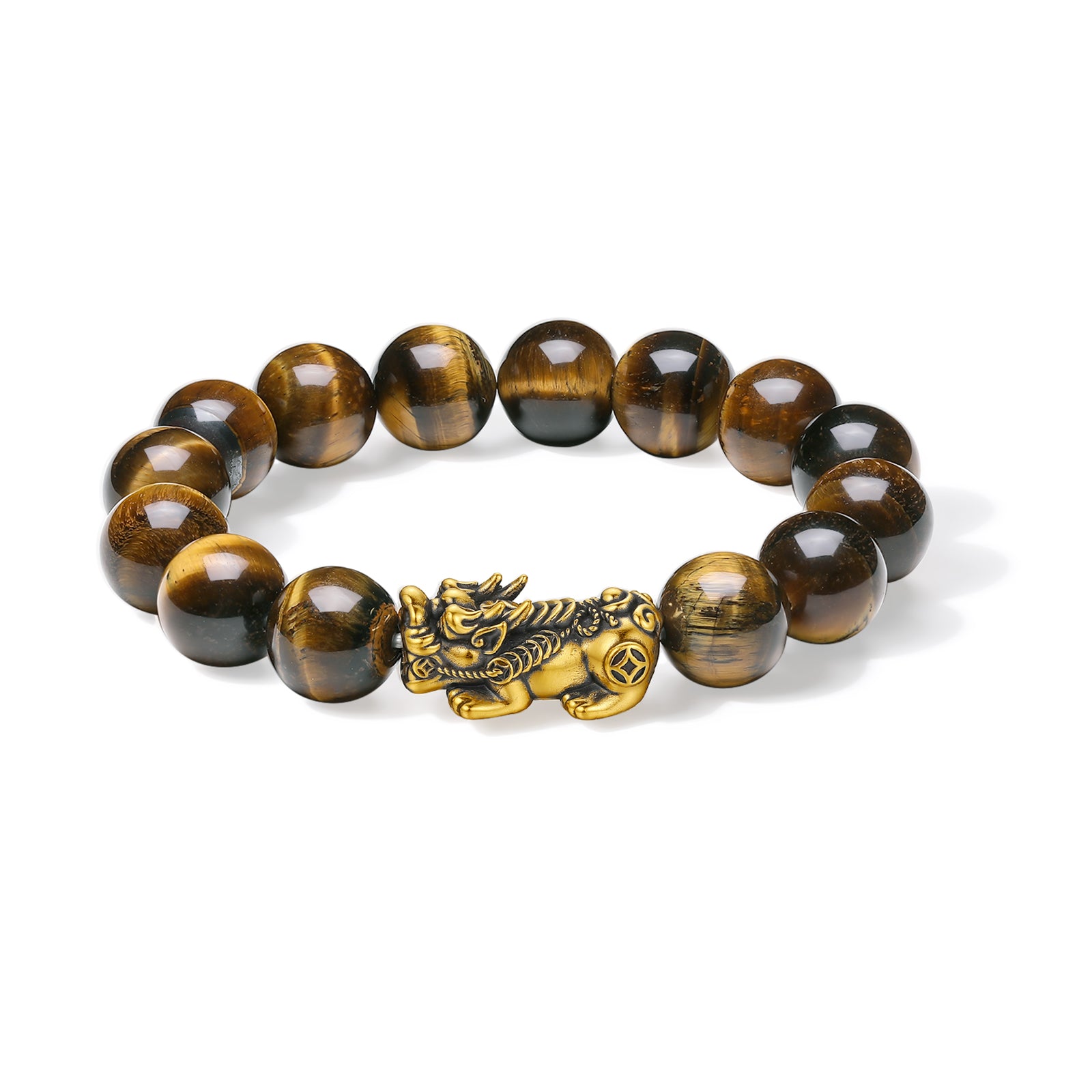 24K Gold Beaded Bracelet Tigerite Pixiu 1.4-1.8g A1916088