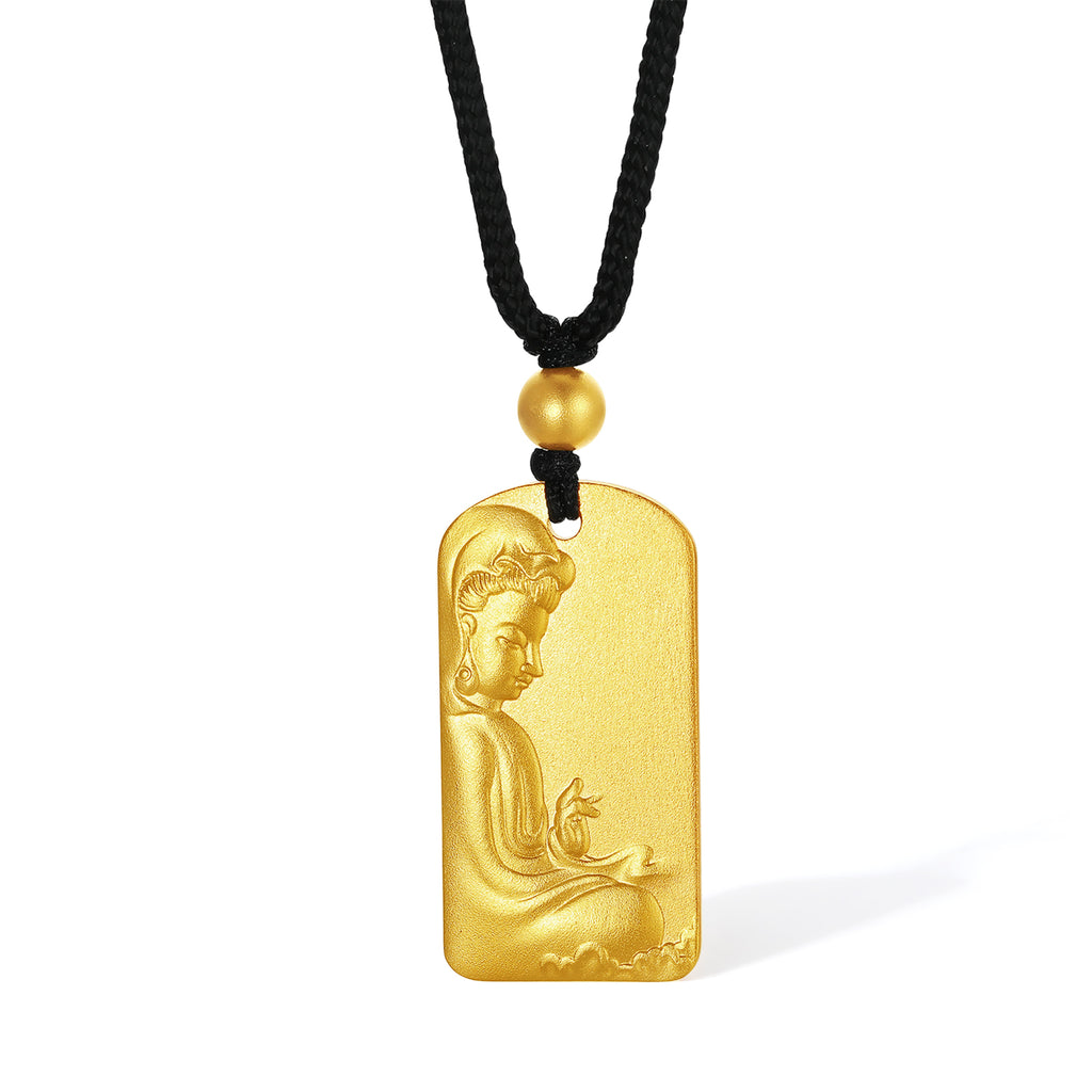 'Jiuhua Mountain' 999.9 24K Gold Pendant Necklace Ksitigarbha Bodhisattva A0414669