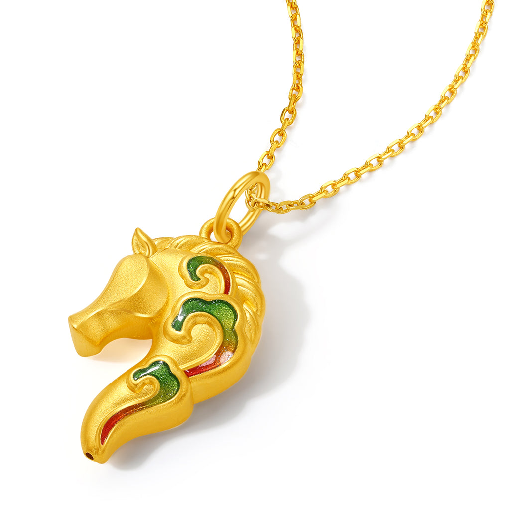 'Year of the Horse' 24K Gold Pendant Horsehead 1.27-1.57g A0421010