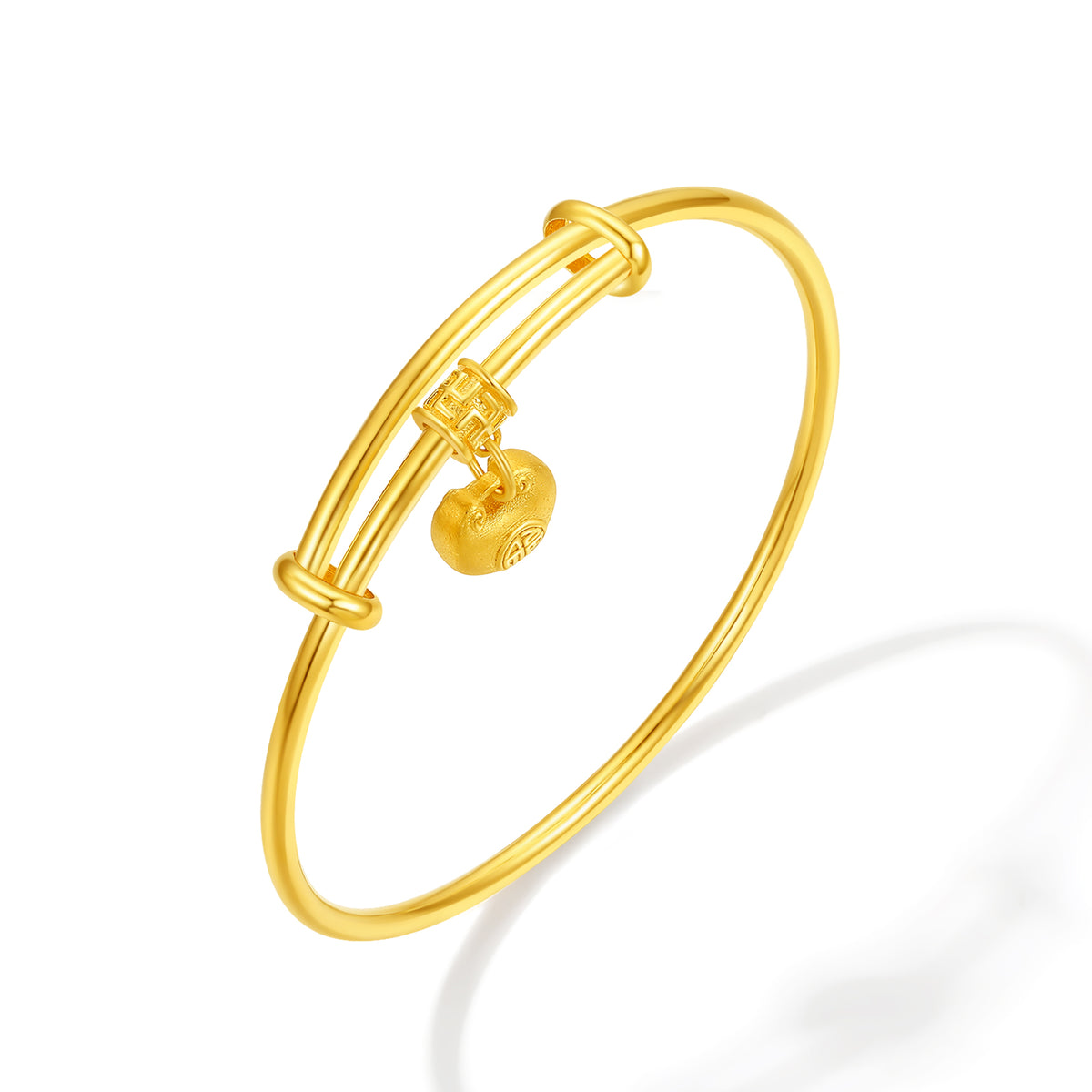999 24K Gold Bangle Bracelet Peace Lock 6.3-7g A1015246
