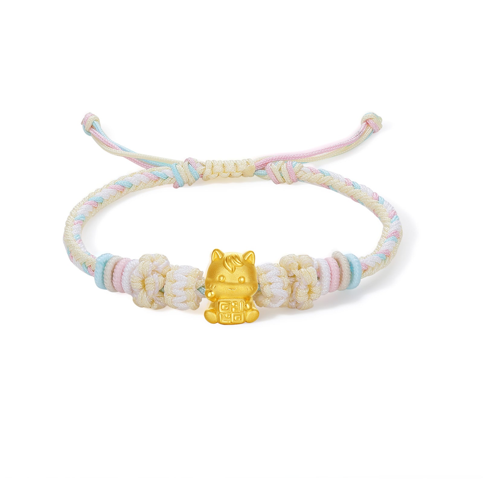 Year of the Horse' 24K Gold String Bracelet Horse 0.7-1g 16cm-22cm A1721169