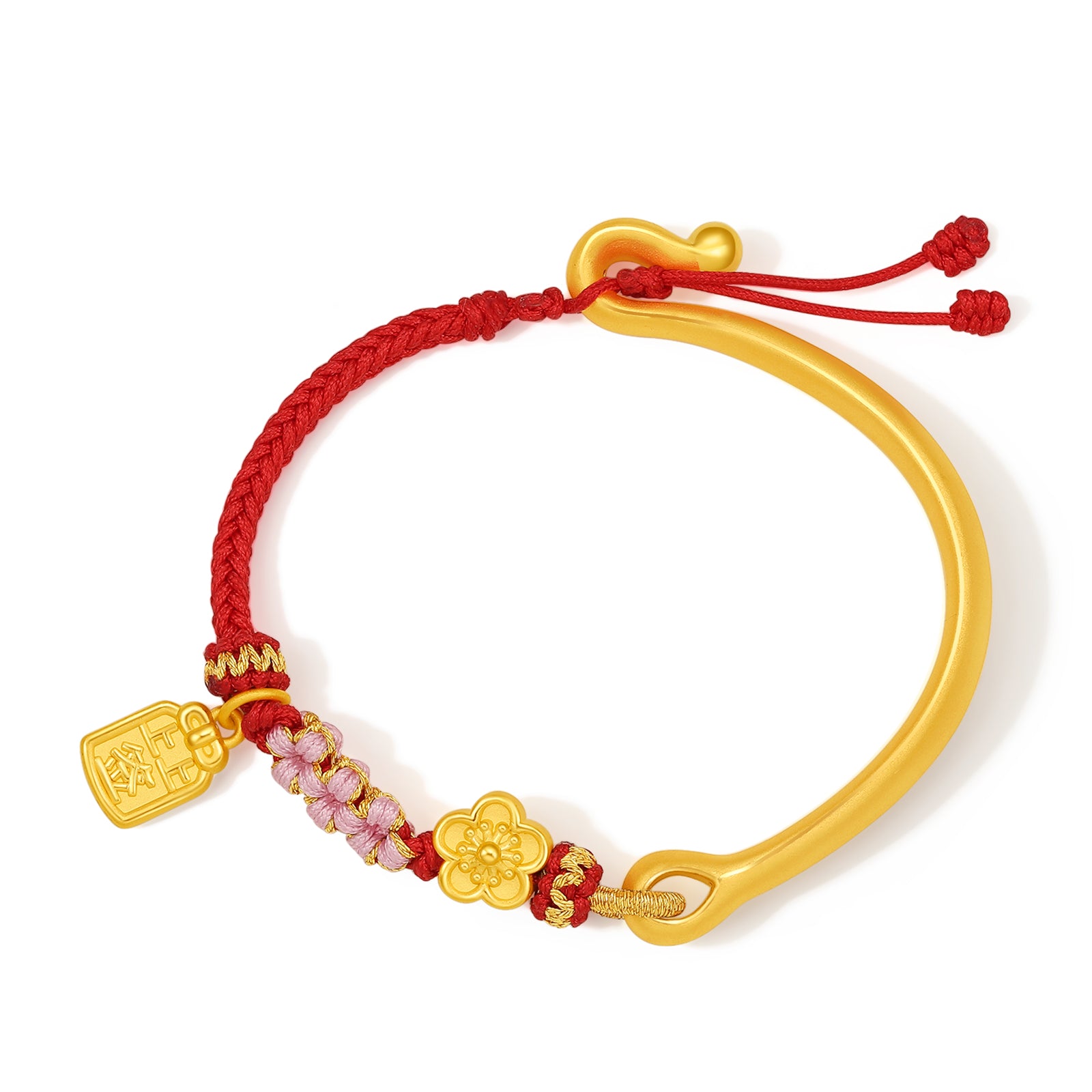 24K Gold Bangle Bracelet Flower 5.8-6.2g A1012320