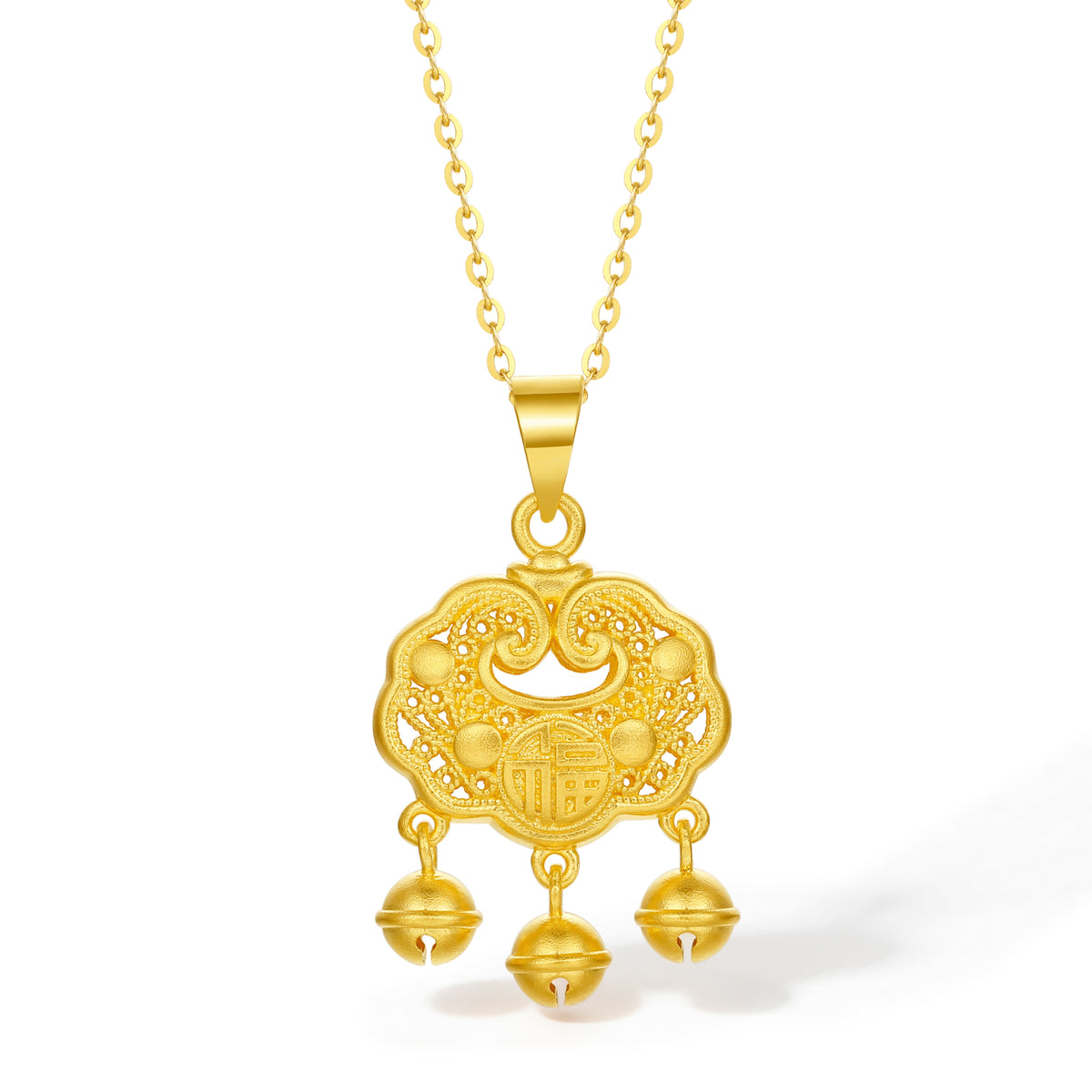 999 24K Gold Pendant Peace Lock 4.3-5g A0413077