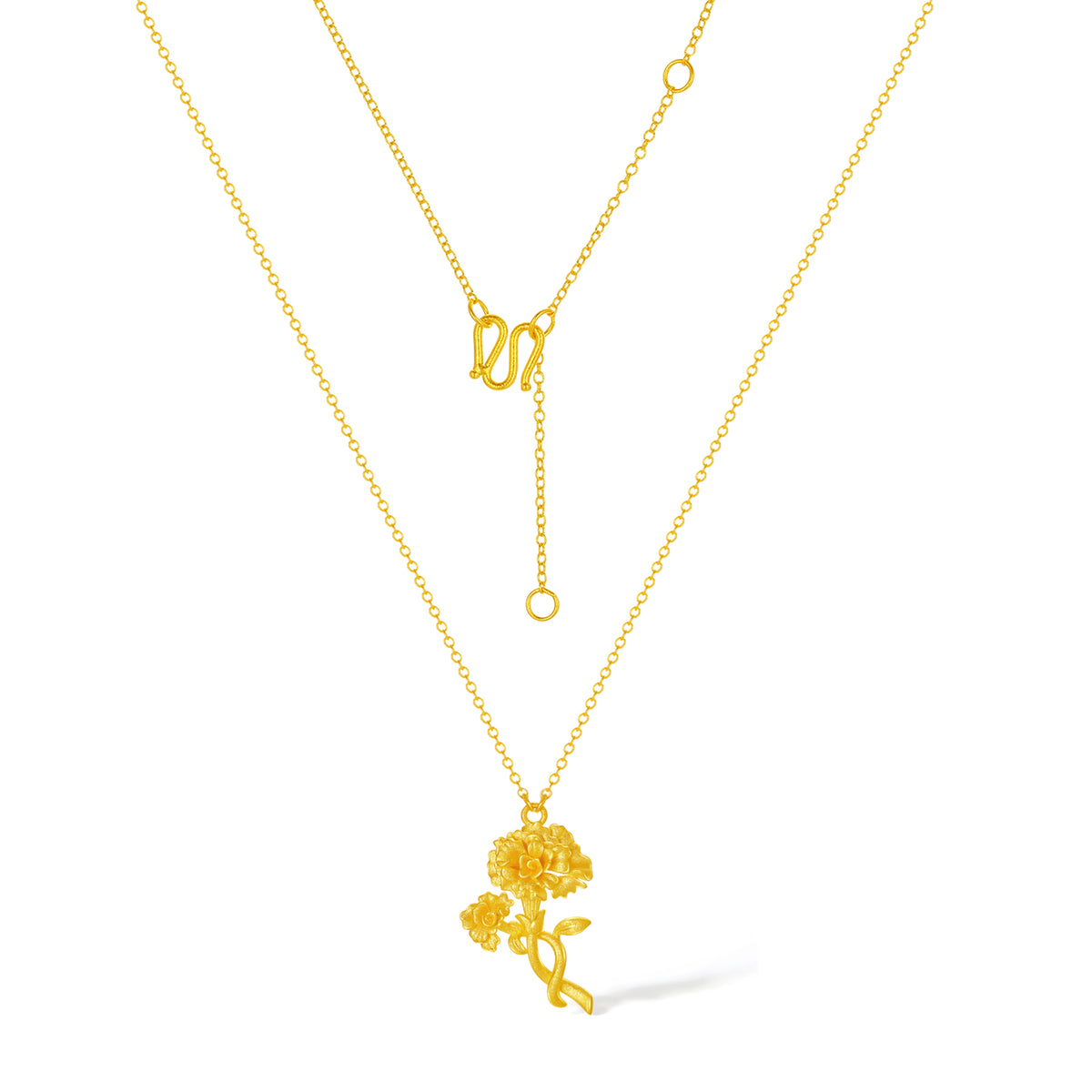 999 24K Gold Pendant Necklace Flower 3-4g A0615462