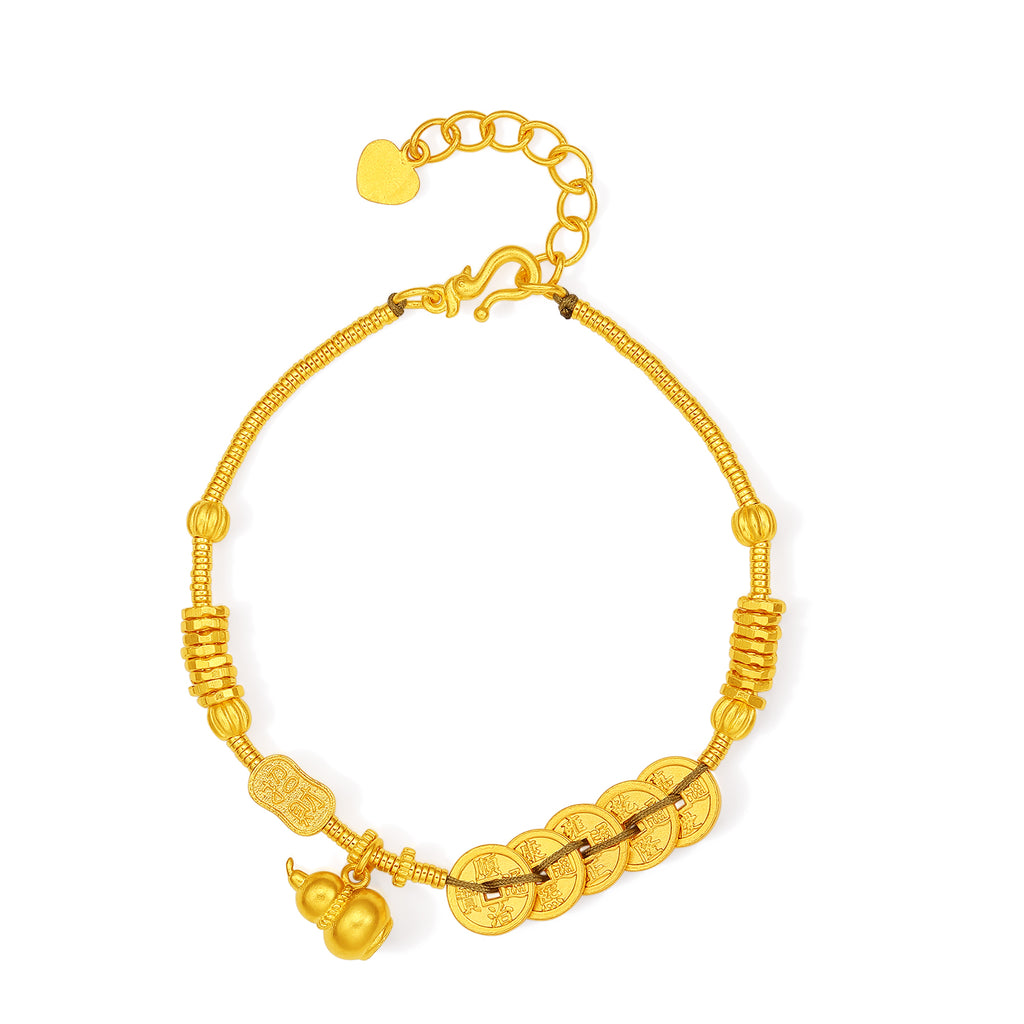 999 24K Gold Chain Bracelet Gourd 13-15g A0715802