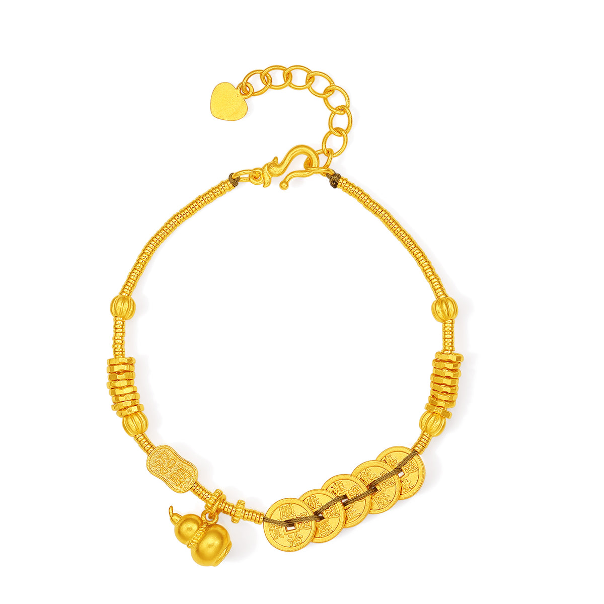 999 24K Gold Chain Bracelet Gourd 13-15g A0715802