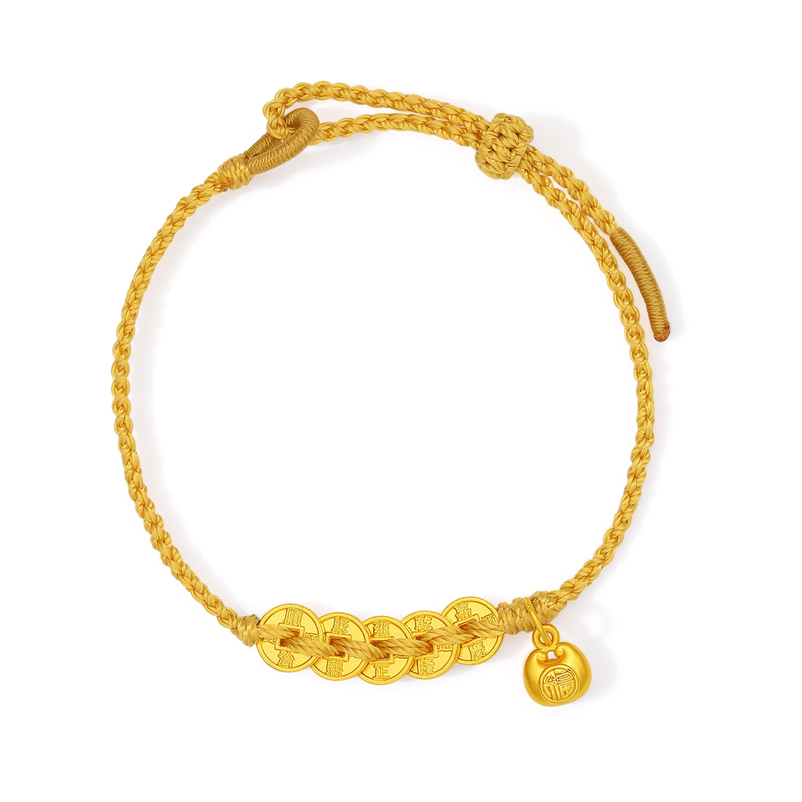 999 24K Gold String Bracelet 2.8-3.1g A1720902