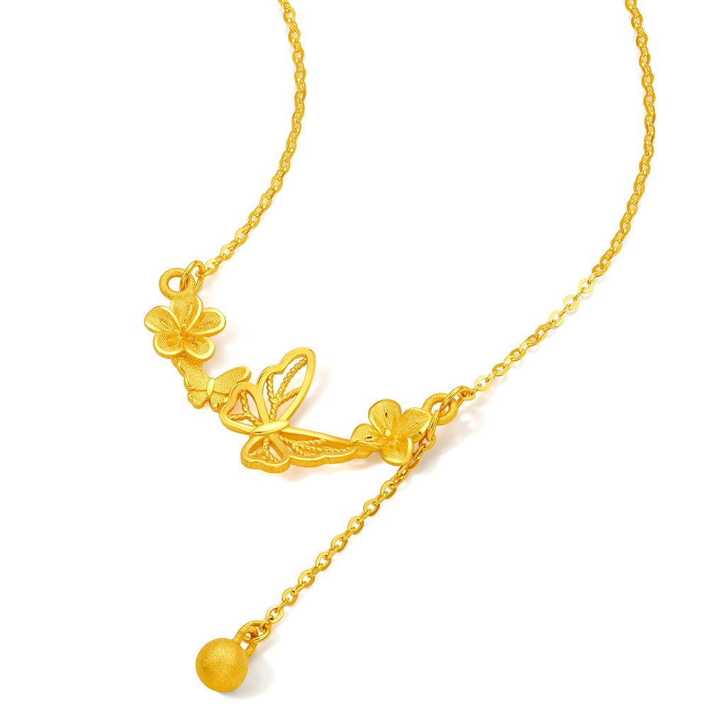 "Annie's Garden" 999 24K Gold Pendant Necklace Butterfly 3.7-4.2g A0613053