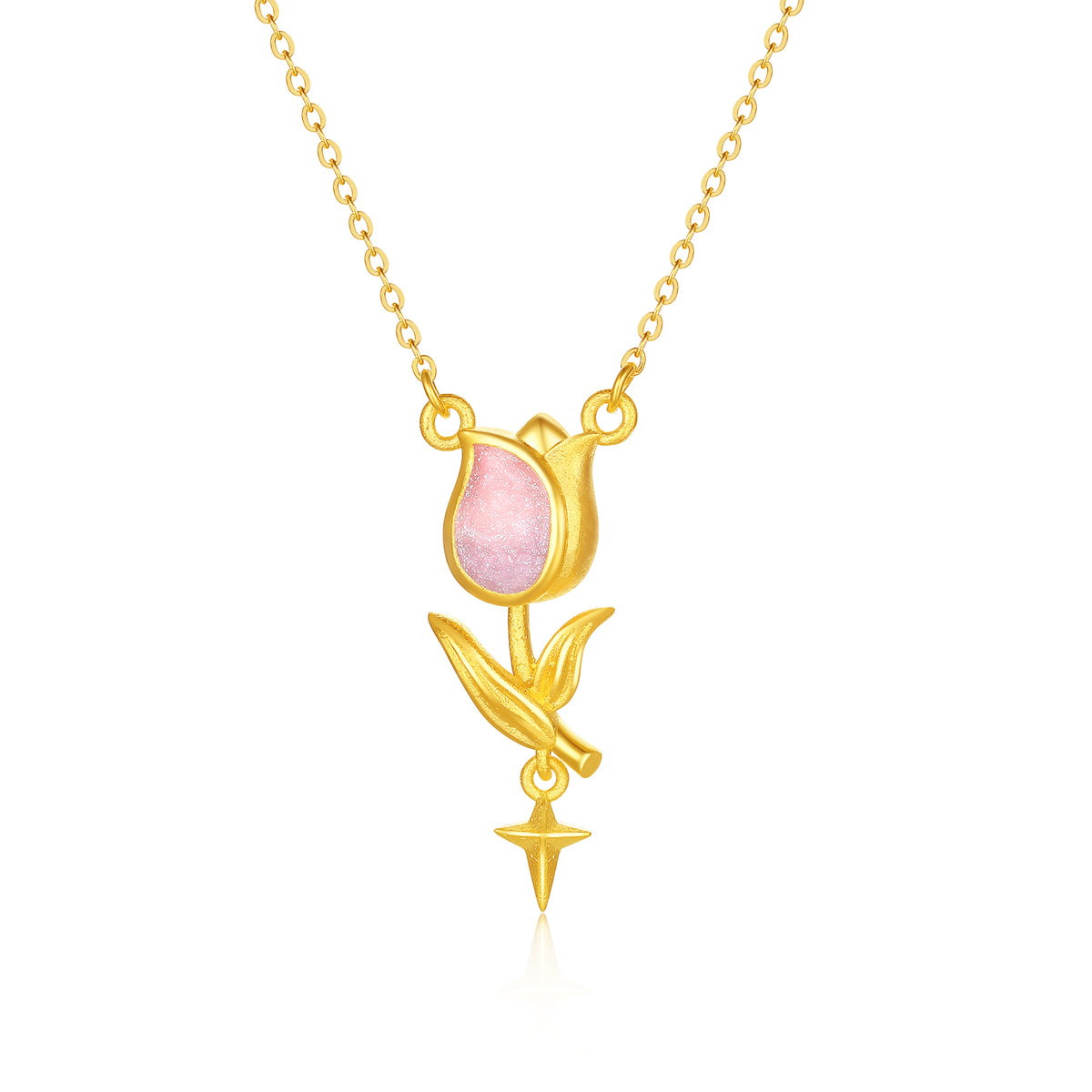 “Dream in the Garden” 999 24K Gold Pendant Necklace Flower 3.65-4.15g A0614926