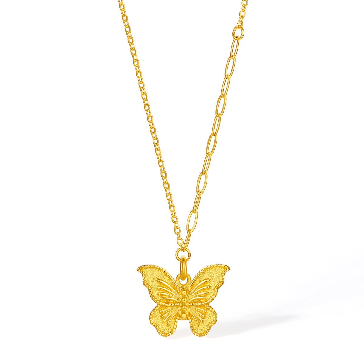 999 24K Gold Pendant Necklace Butterfly 4-4.4g A0613726