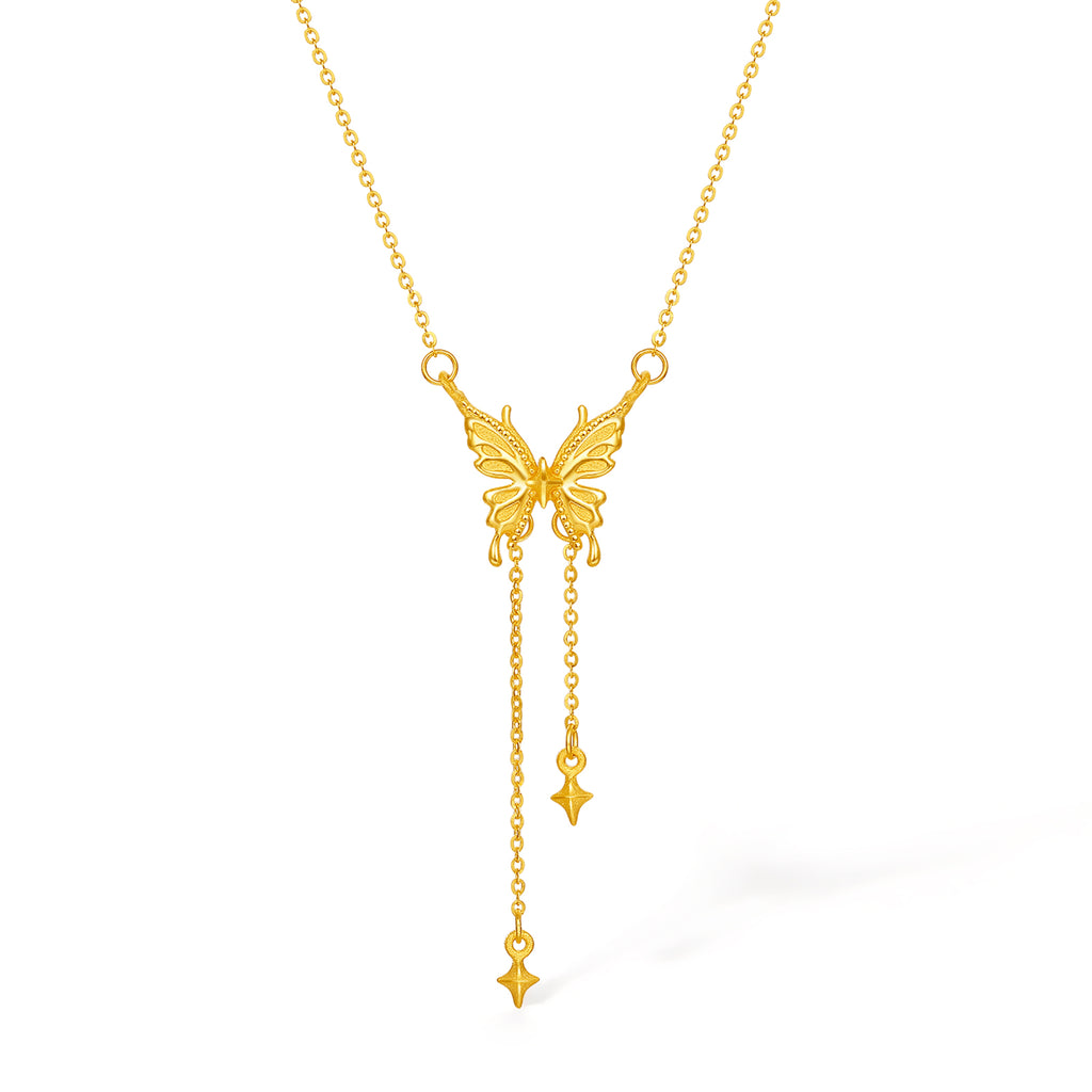 999 24K Gold Pendant Necklace Butterfly 4.3-4.6g A0613728