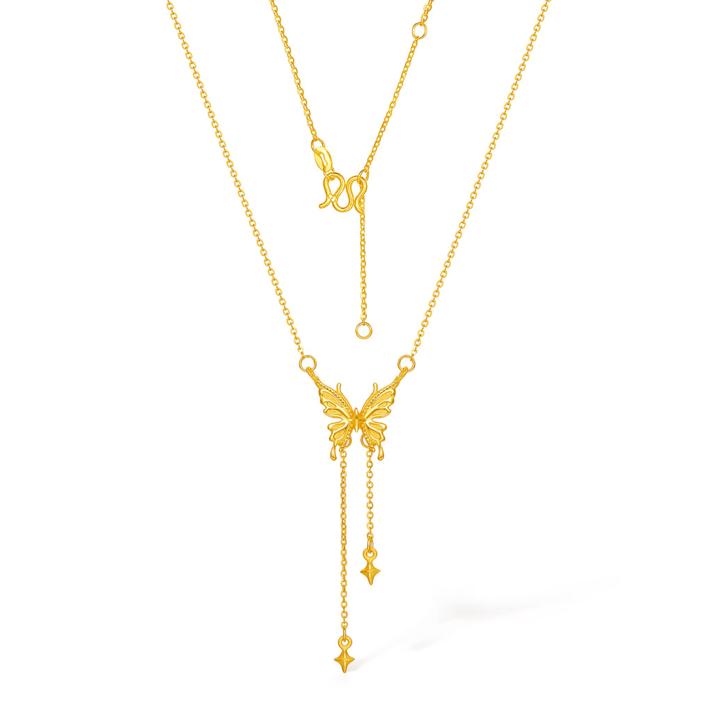 999 24K Gold Pendant Necklace Butterfly 4.3-4.6g A0613728
