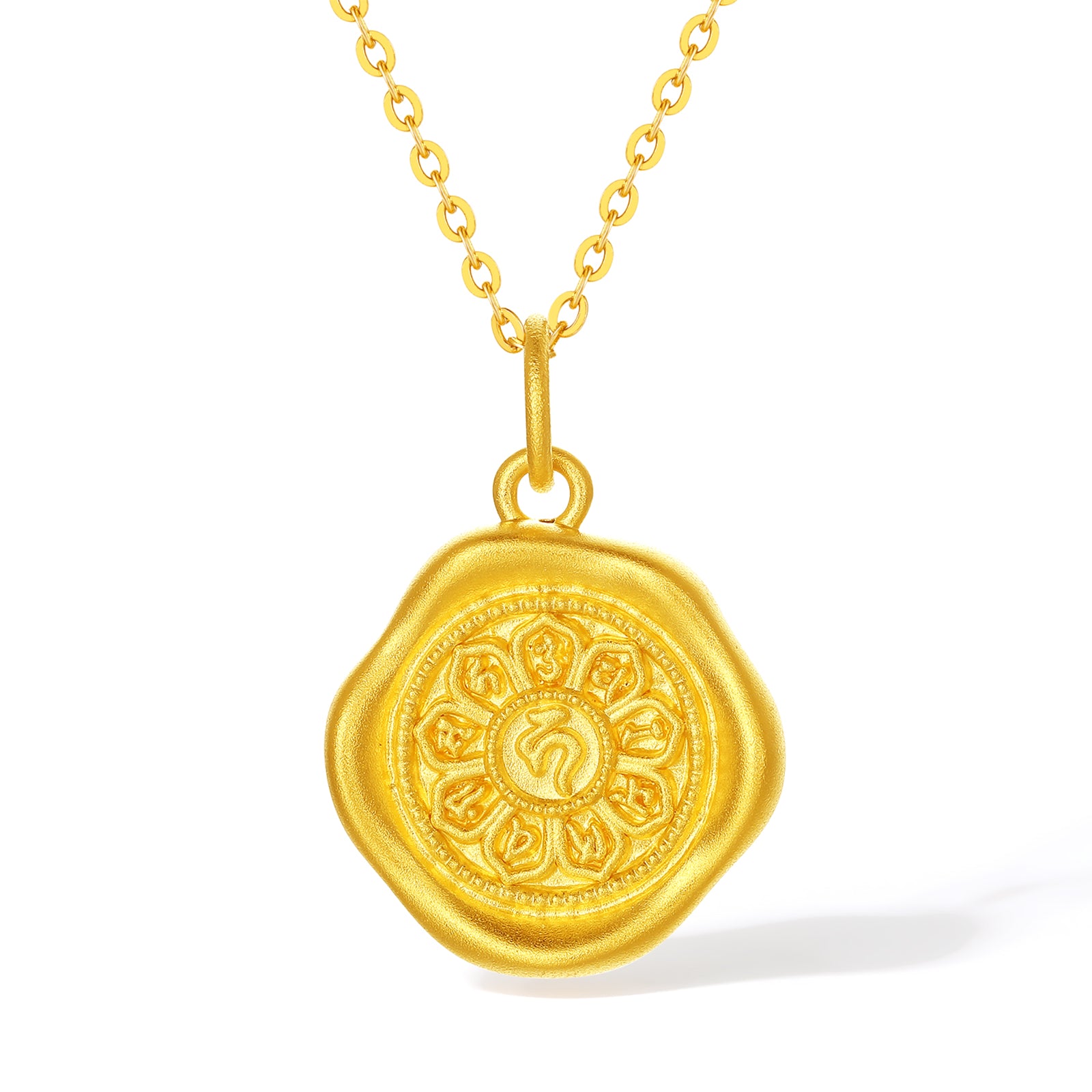 "Jiuhua Mountain" 24K Gold Pendant Buddhist Scripture A0415253