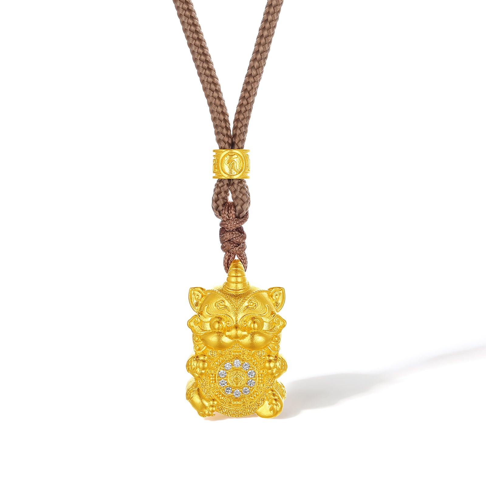 'Jiuhua Mountain' 999.9 24K Gold Pendant Necklace Diamond Ksitigarbha's Mount Diting V0415275