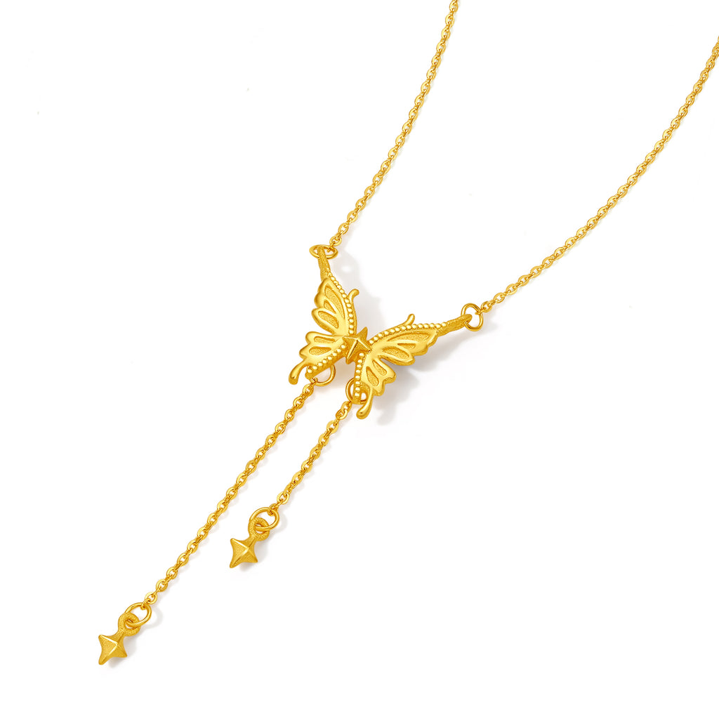 999 24K Gold Pendant Necklace Butterfly 4.3-4.6g A0613728