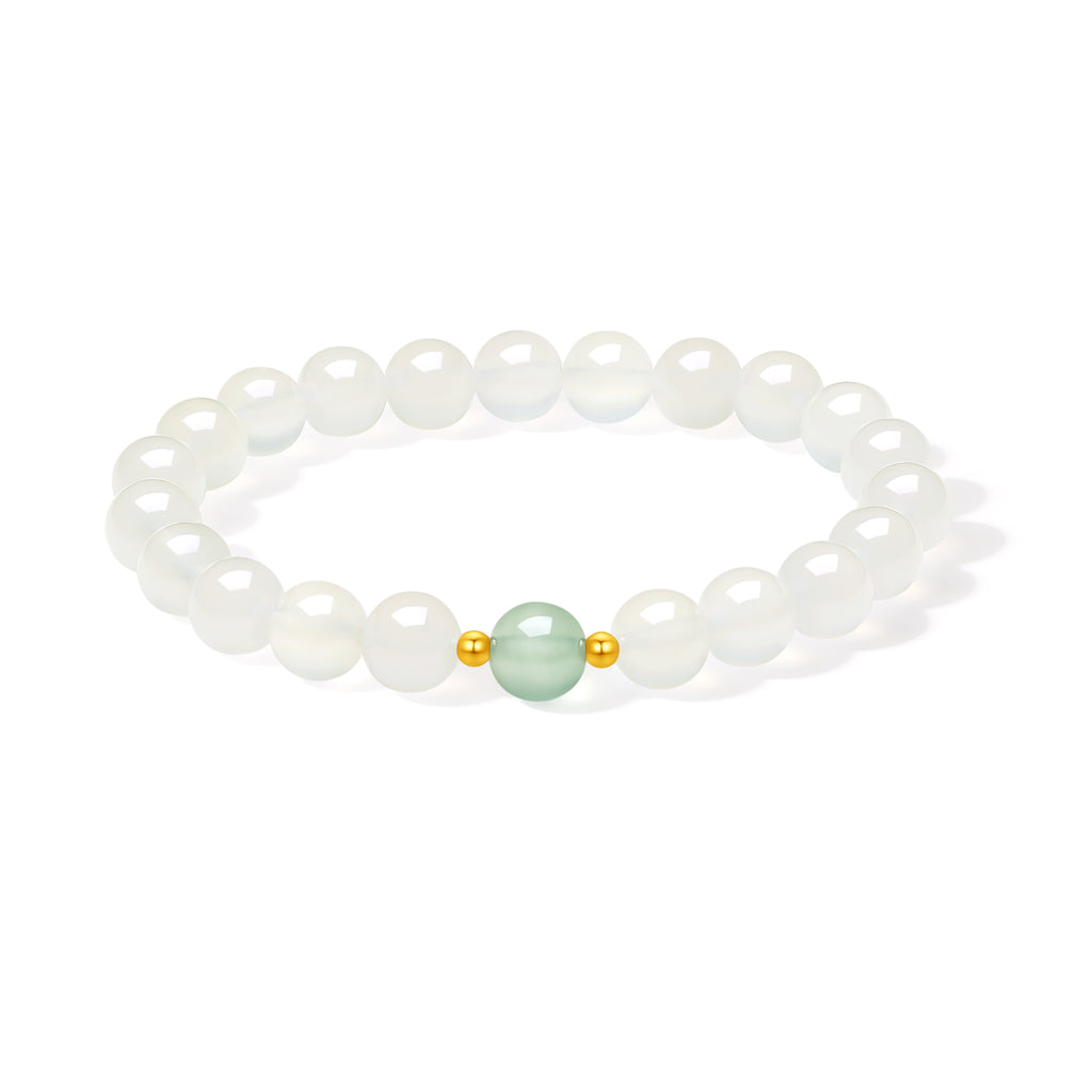 18K Gold Beaded Bracelet Chalcedony 0.03-0.05g J1915934