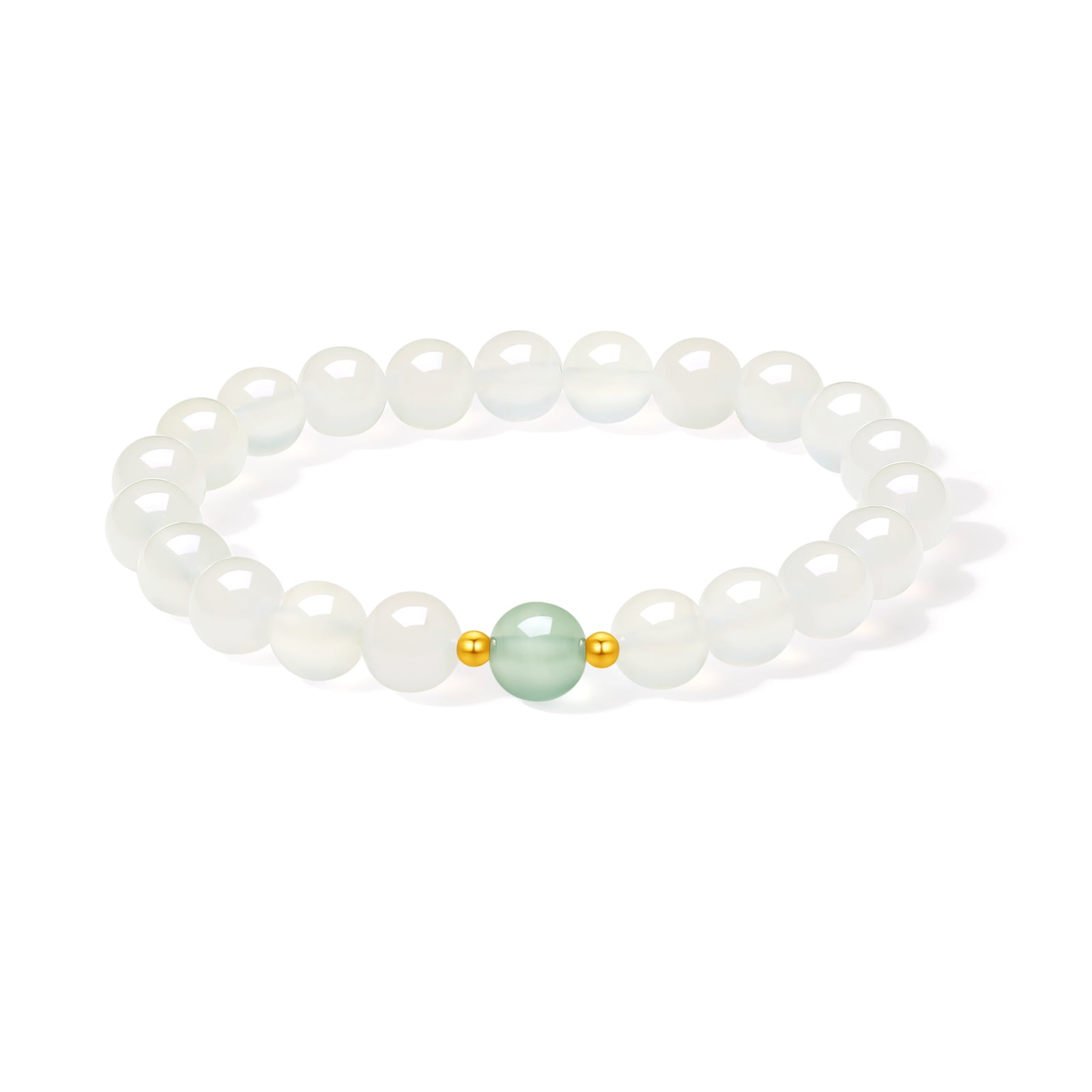18K Gold Beaded Bracelet Chalcedony 0.03-0.05g J1915934