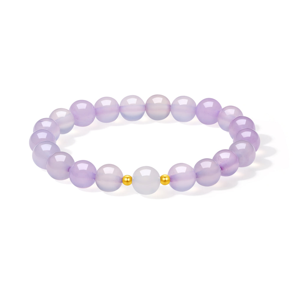 18K Gold Beaded Bracelet Chalcedony 0.03-0.05g J1915935
