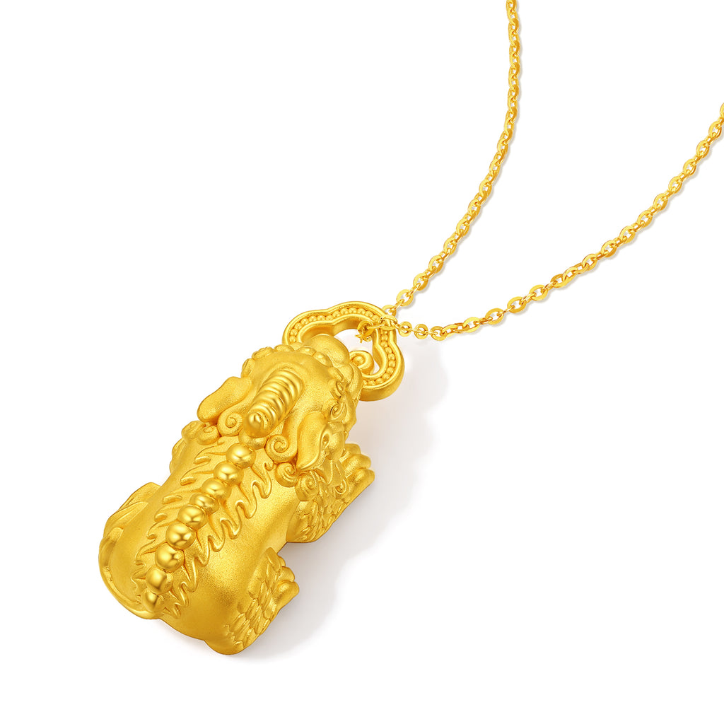 "Jiuhua Mountain" 24K Gold Pendant Ksitigarbha's Mount Diting A0415258