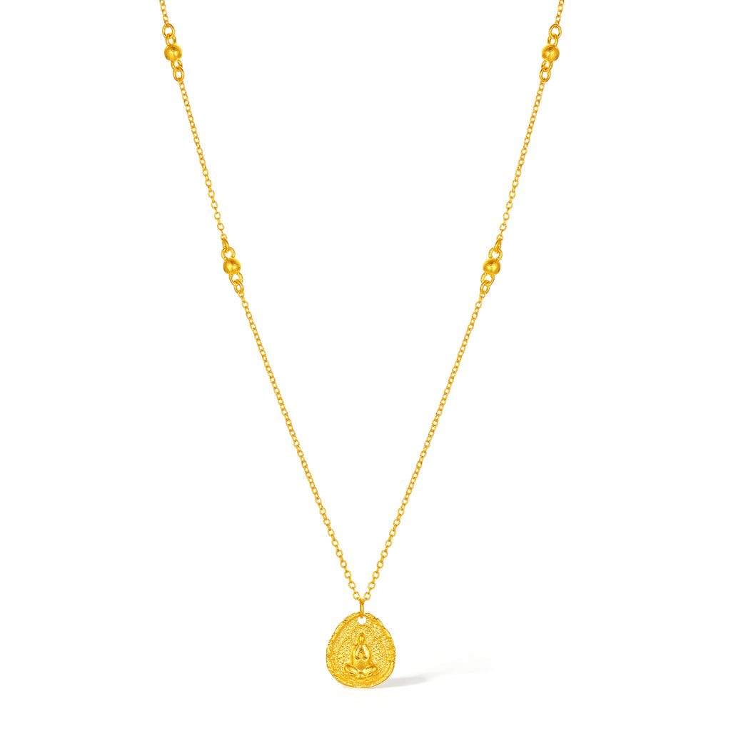 "Jiuhua Mountain" 999.9 24K Gold Pendant Necklace Ksitigarbha Bodhisattva A0614670