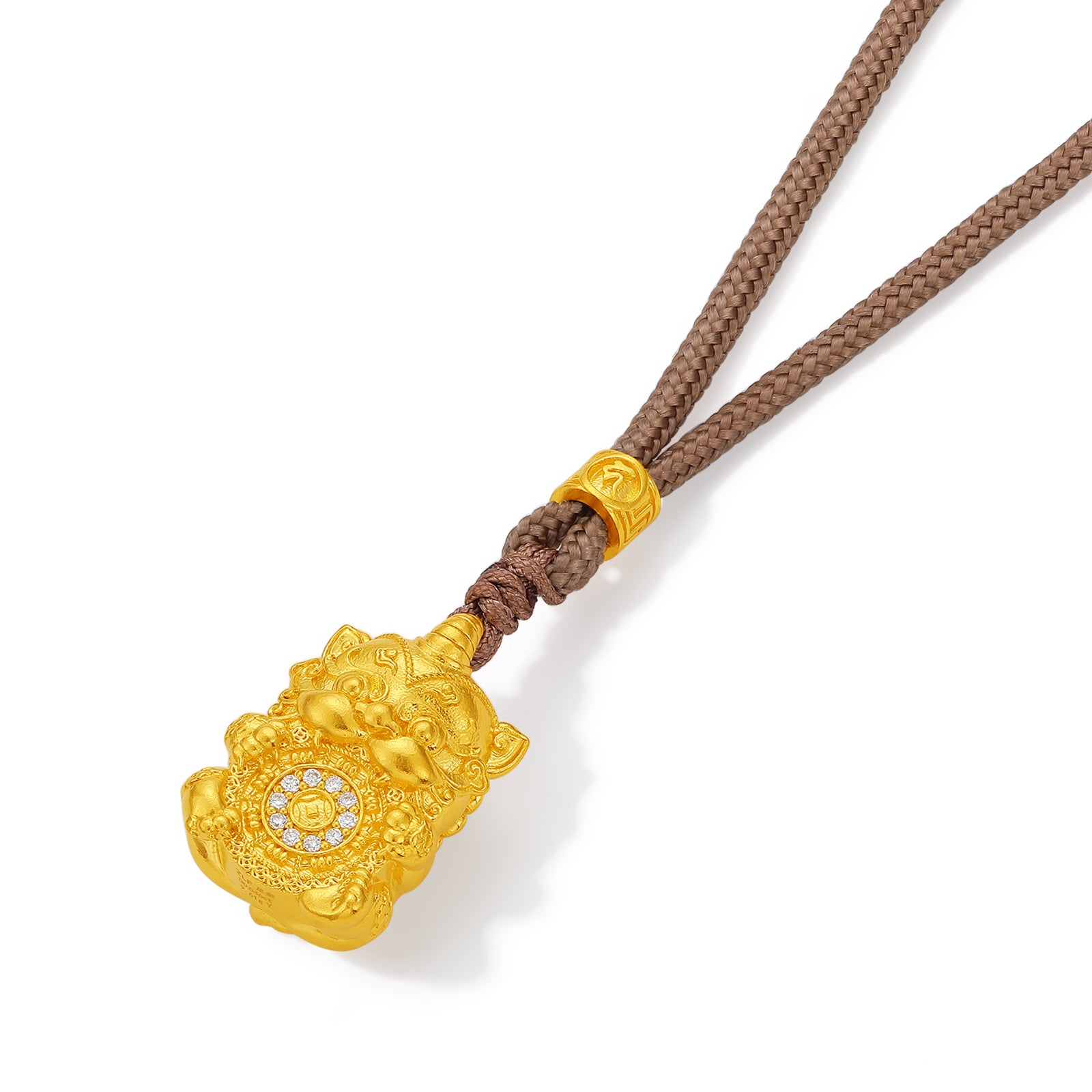 'Jiuhua Mountain' 999.9 24K Gold Pendant Necklace Diamond Ksitigarbha's Mount Diting V0415275