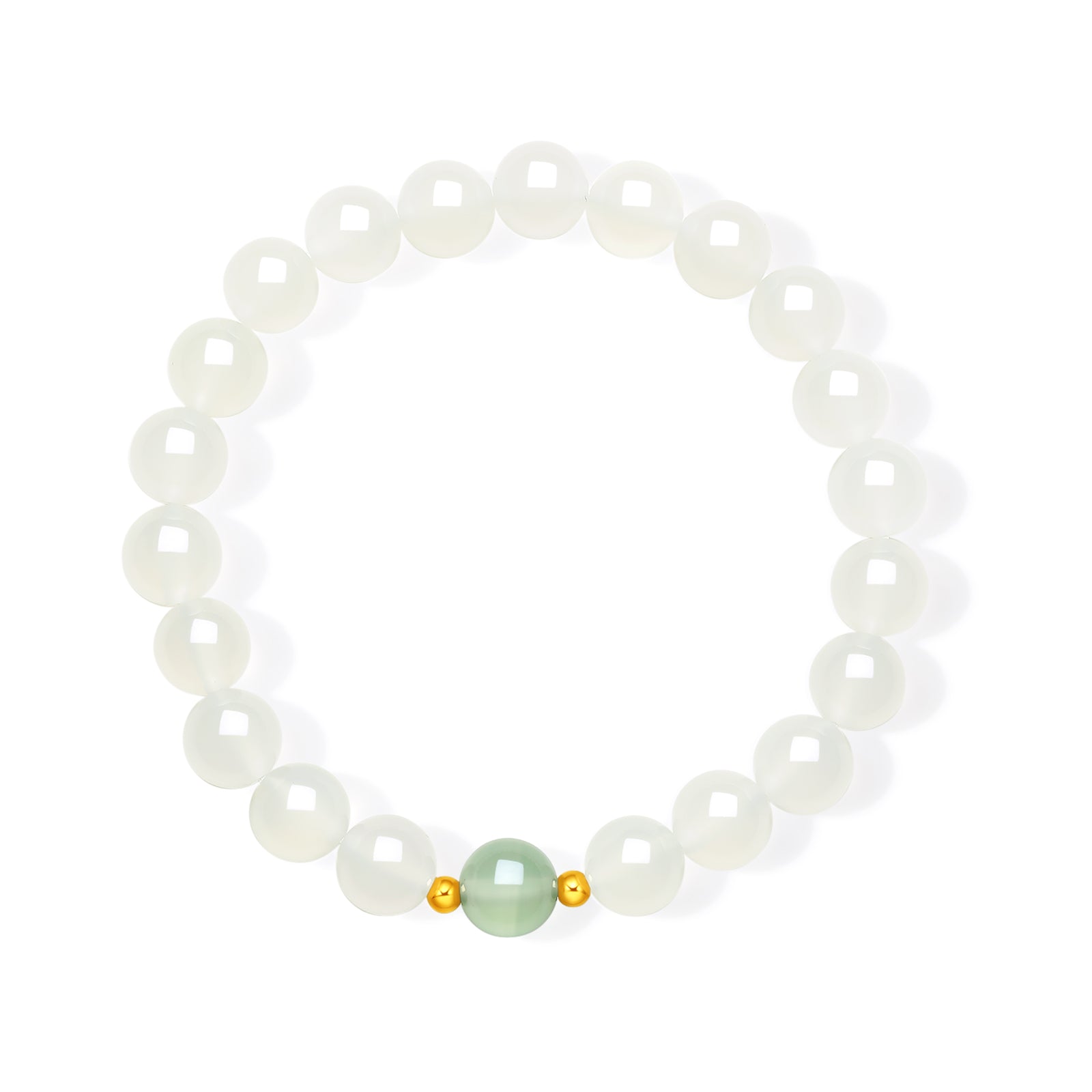 18K Gold Beaded Bracelet Chalcedony 0.03-0.05g J1915934