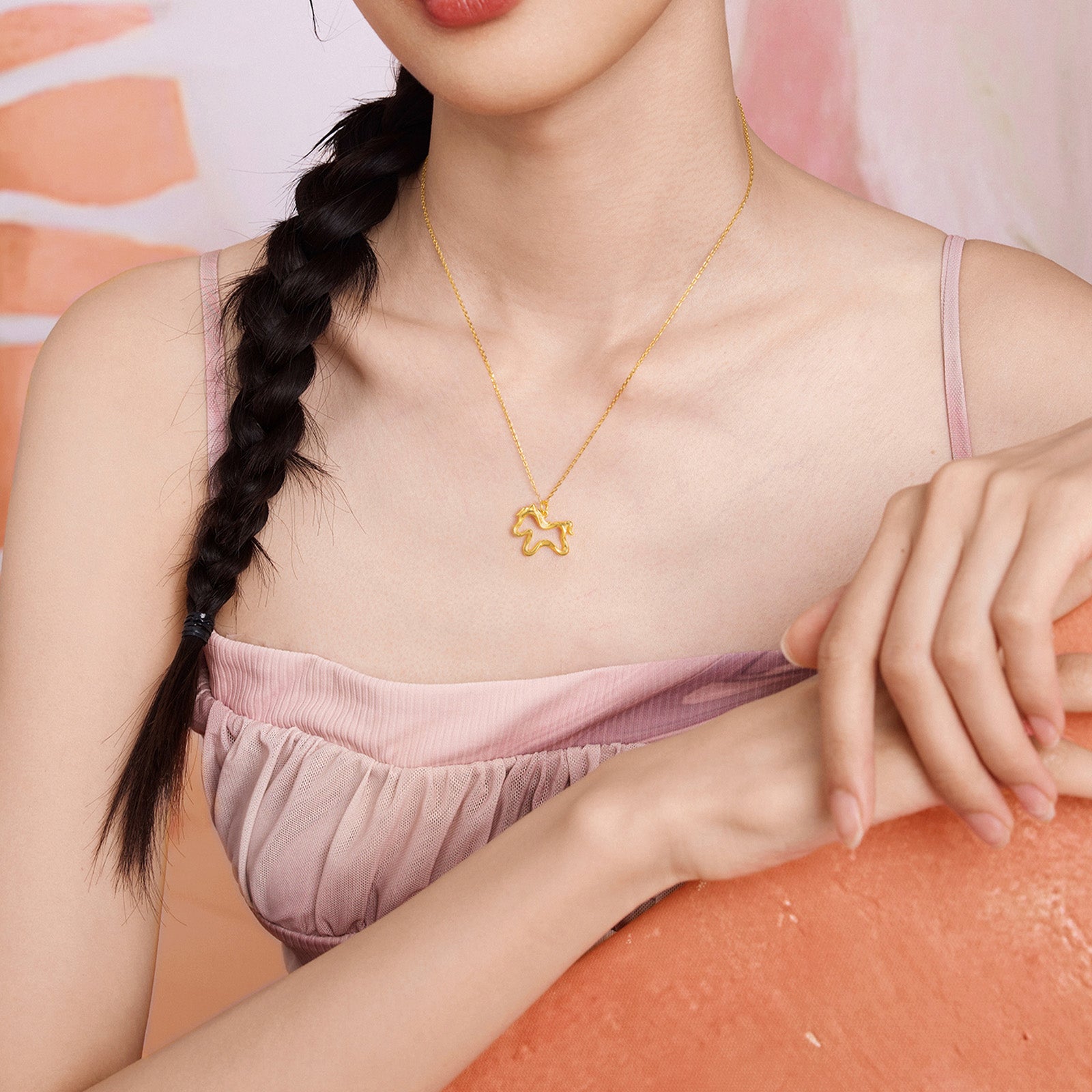 'Year of the Horse' Au750 18K Gold Pendant Necklace Horse 1.7-2.1g 40cm-45cm C0623337