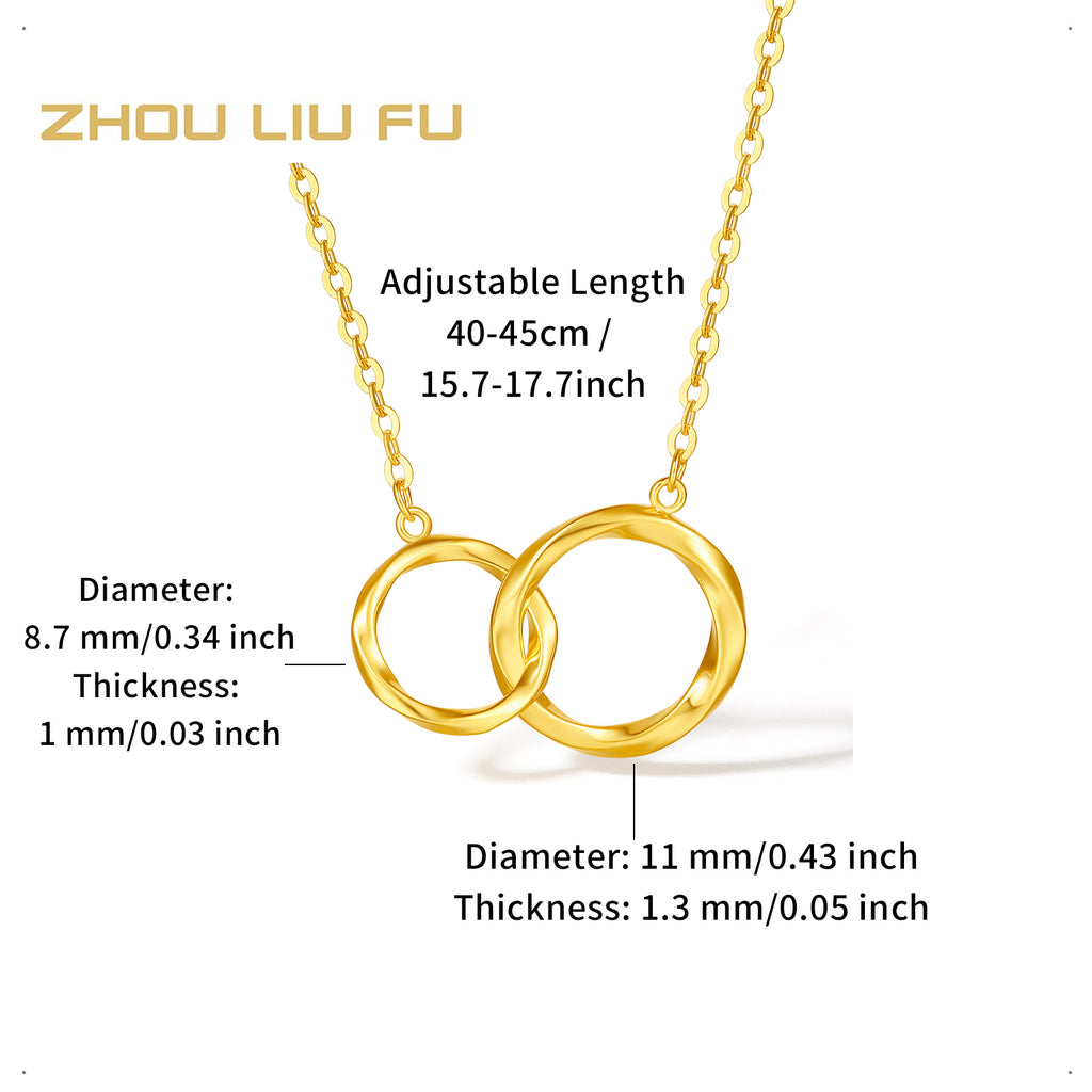 18K Gold Pendant Necklace Interlocking Circles 1.95-2.25g C0612669