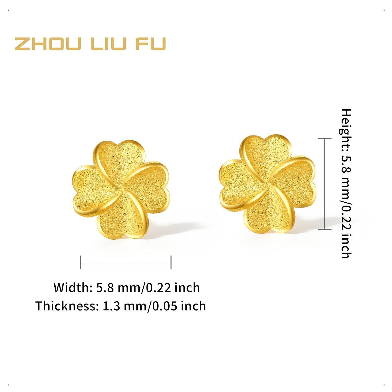 999.9 24K Gold Earrings Clover 0.8-1g 16-19cm A0912975