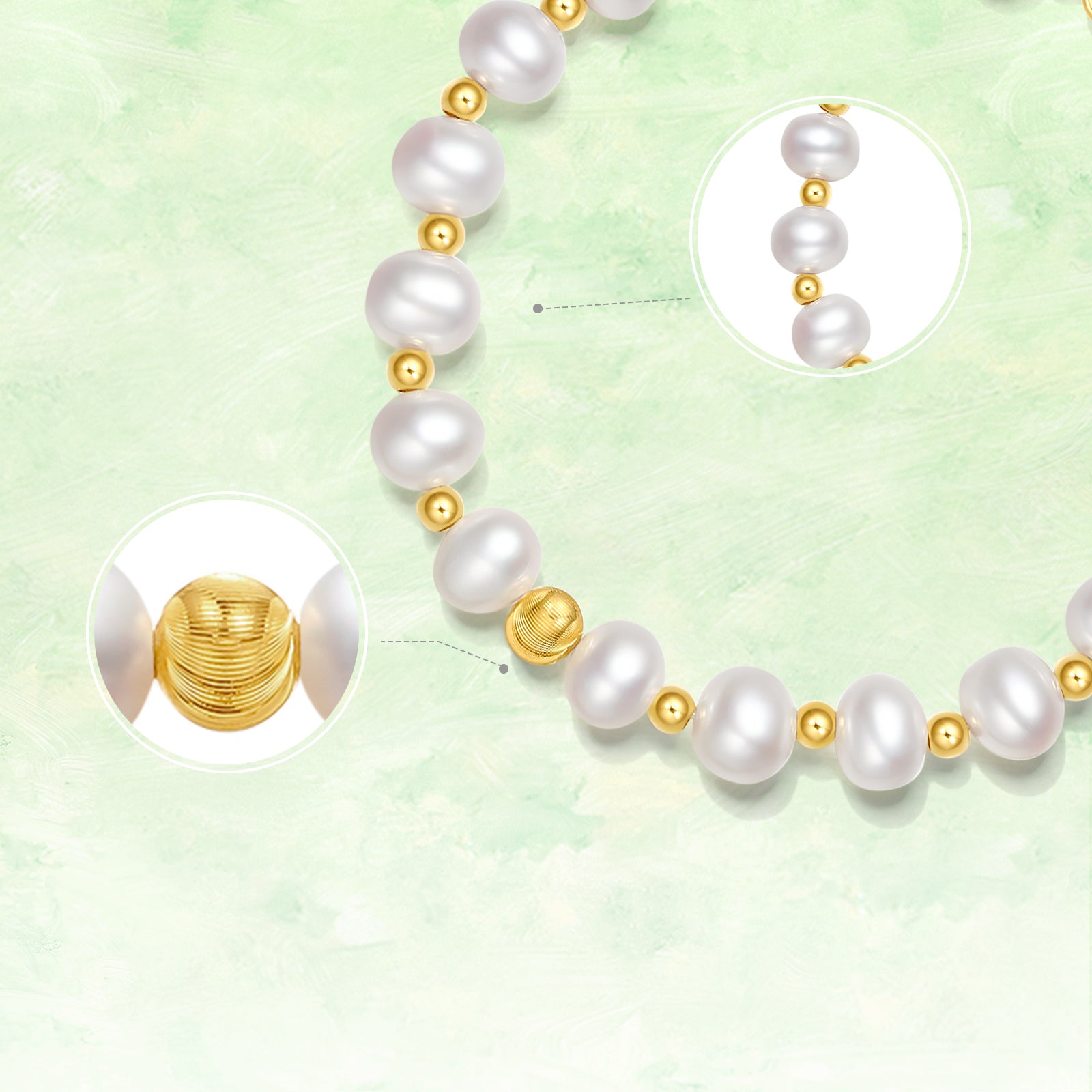 18K Gold Chain Bracelet Pearl 0.65-0.95g X0713026