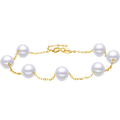 18K Yellow Gold Chain Bracelet Pearl 5.5-6mm 0.3-0.5g KHPB072728