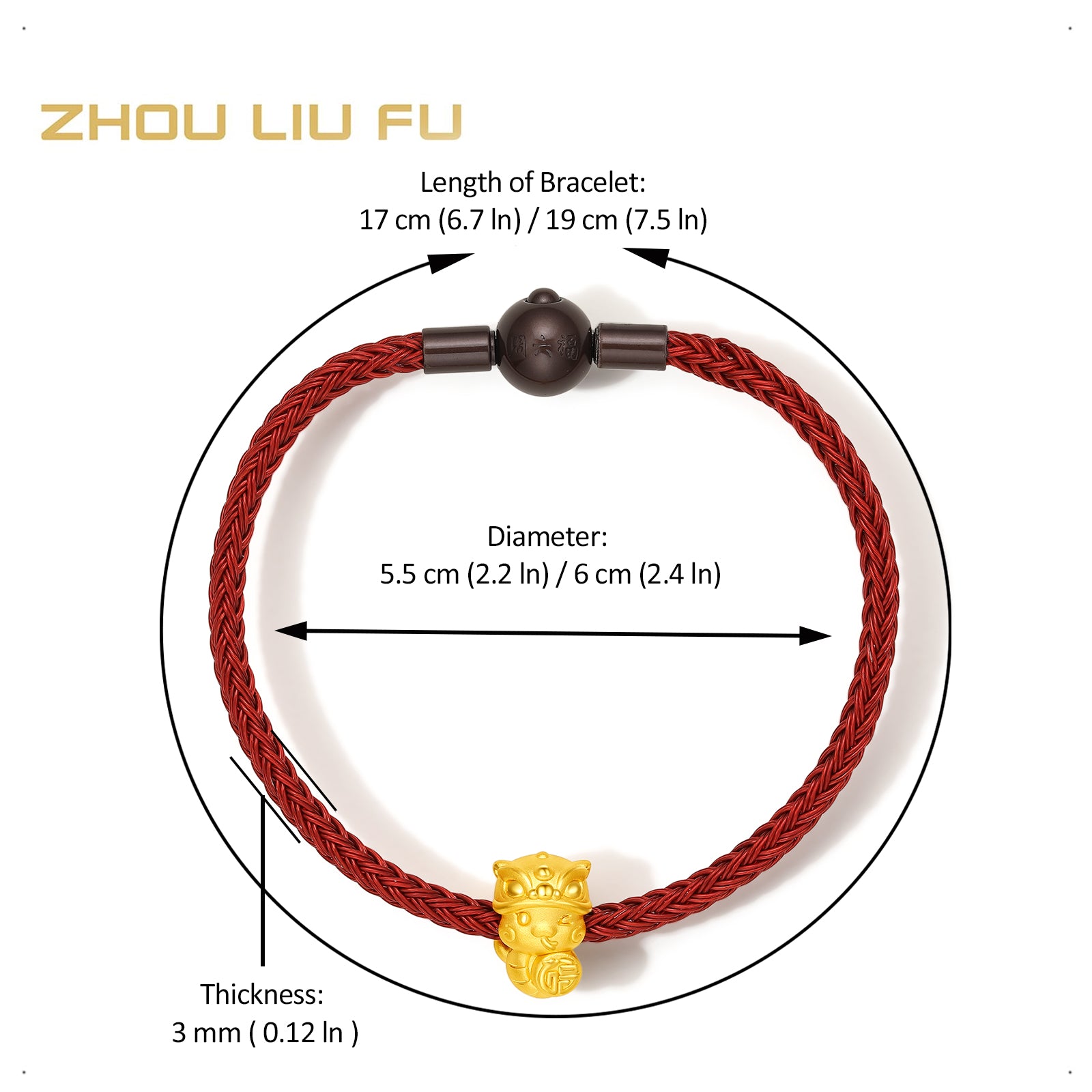 "Chinese Zodiac Snake" 24K Gold Charm Bracelet Snake 1-1.3g A1613098