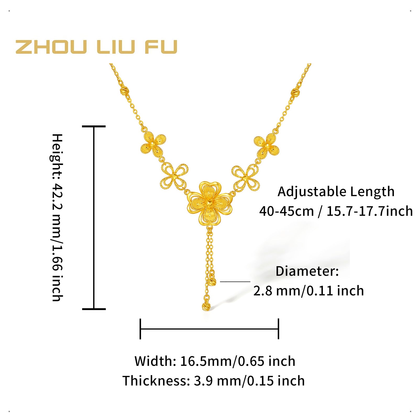 「公主婚禮」24K金吊墜項鍊 四葉草 7.27-8.87g A0622049