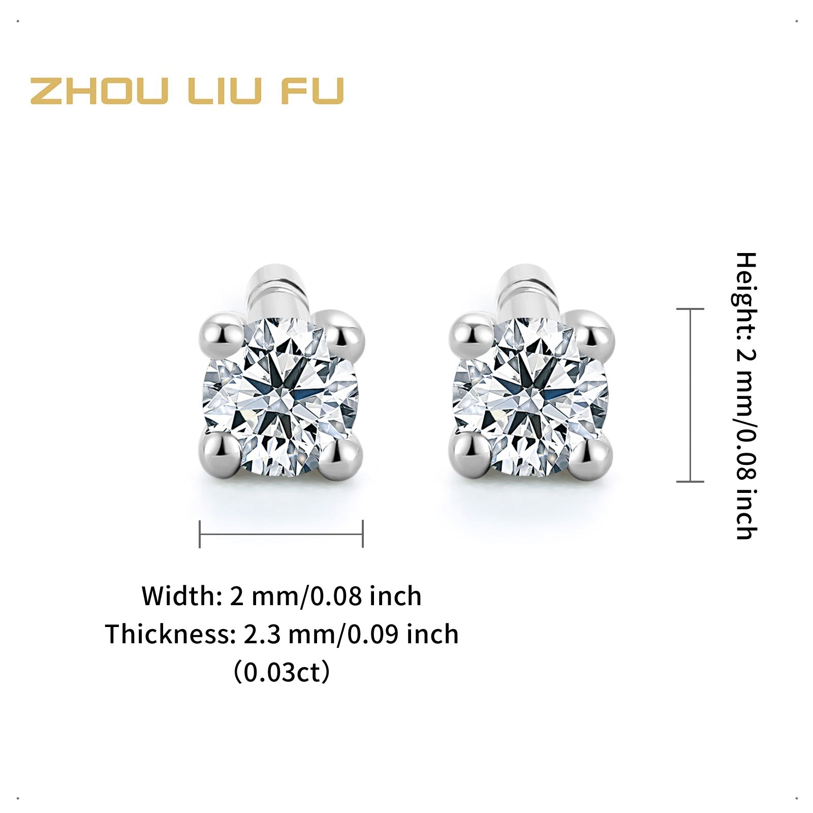 18K White Gold Earrings Diamond 0.1ct 0.6-0.8g KGDB090826