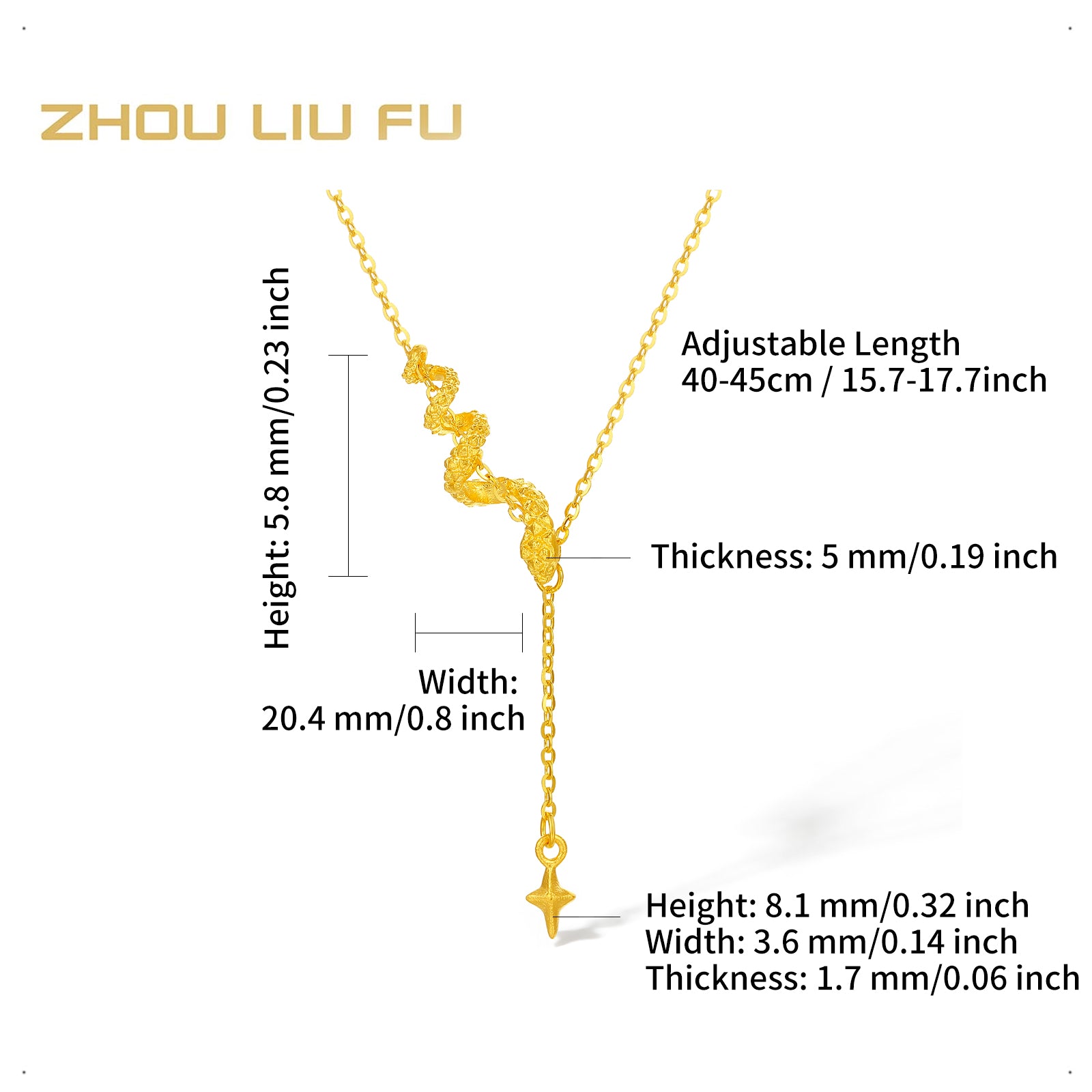 "Chinese Zodiac Snake" 999 24K Gold Pendant Necklace Snake 3.5-3.9g A0613100