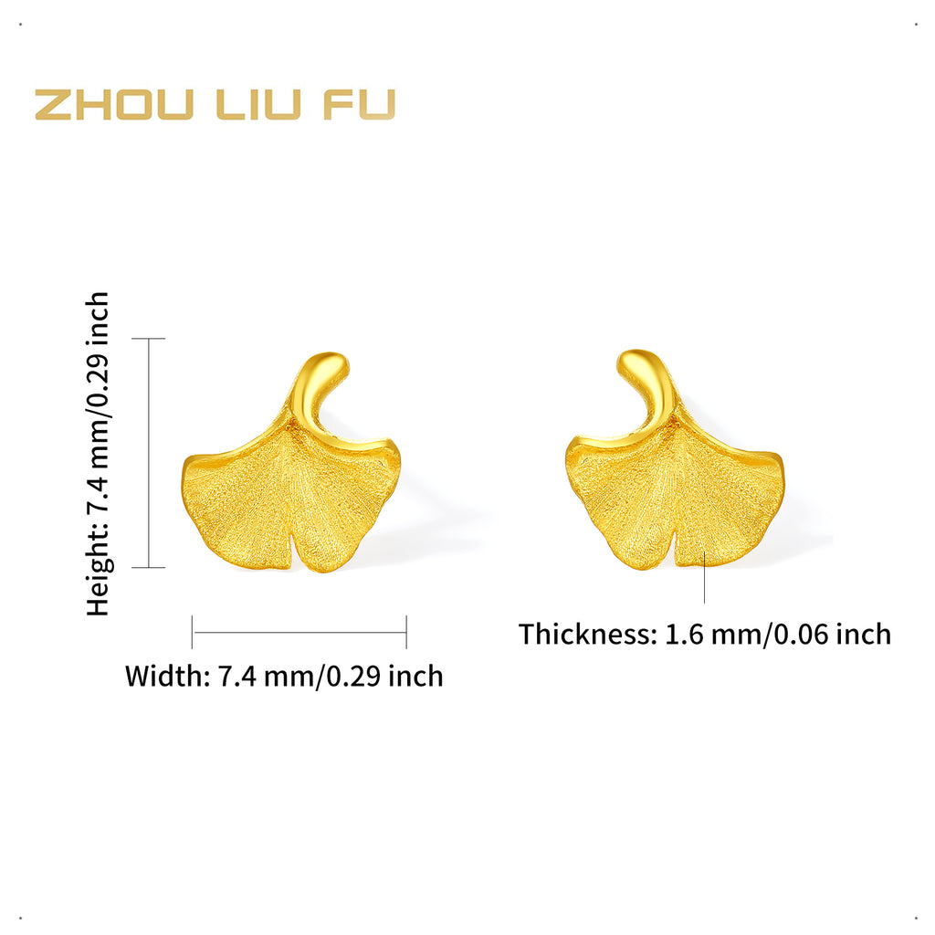 999 24K Gold Earrings Ginkgo leaf 0.9-1.2g A0914035