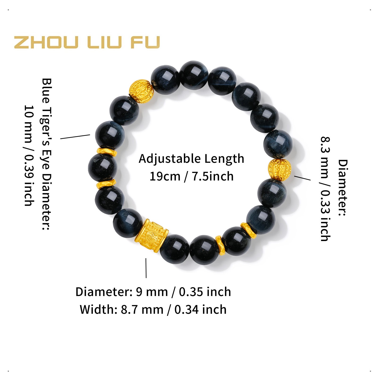 24K Gold Beaded Bracelet Tigerite 2-2.6g A1921206